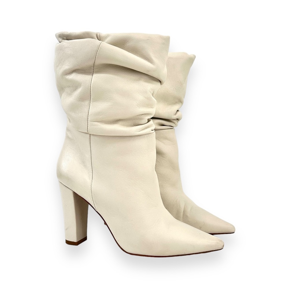 Toral Cream Slouchy Pointed-Toe Ankle Boots